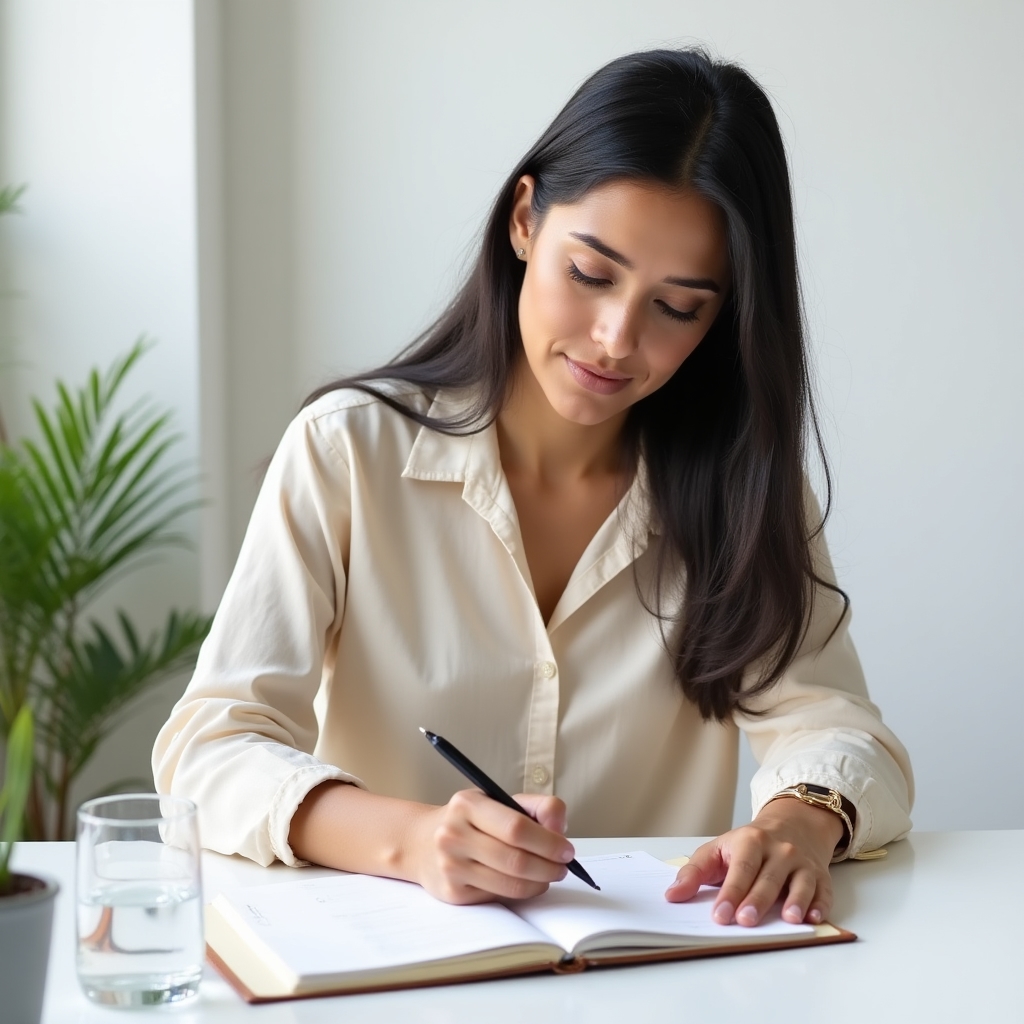 Independent professional reviewing workshop notes and building their value proposition