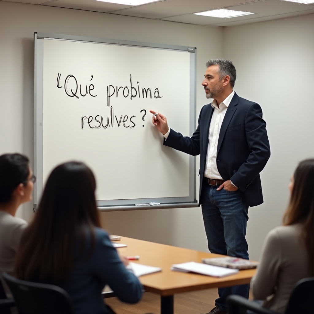 Workshop facilitator leading a structured sales practice session
