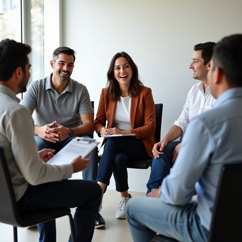 Group of professionals in a workshop discussion